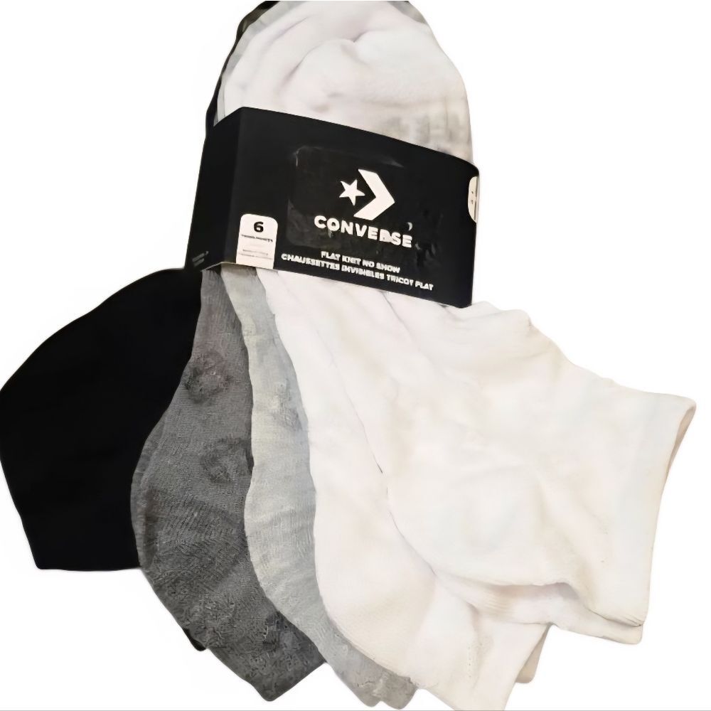 Converse Flat Knit No Show Chevron Embrodried 6-PK Socks